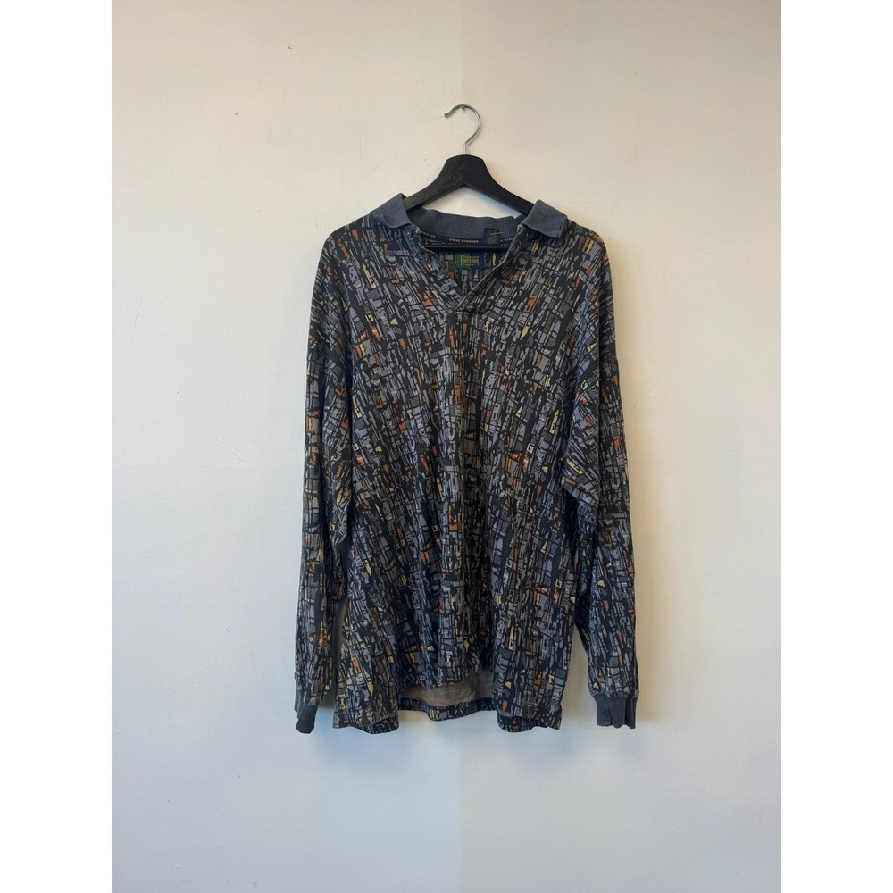 VTG Steve Stricker Fairway Sport Sweater Large Gray Abstract Knit‎ Golf Pullover